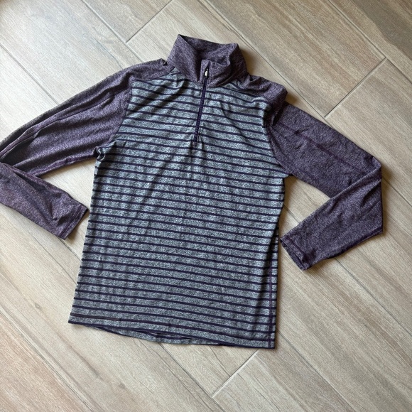 Lululemon Purple & Grey Striped Half-Zip Pullover - Size Large - Picture 1 of 5